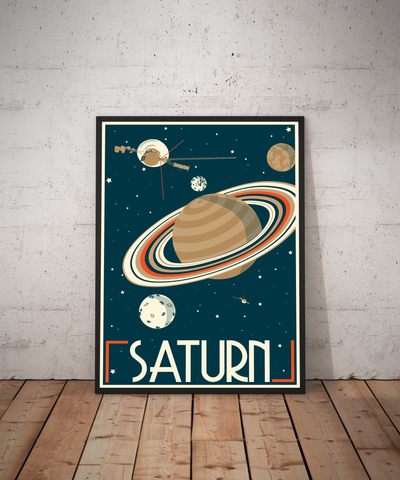 Saturn Retro styled space travel posters