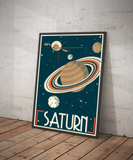 Saturn Retro Space Travel Poster – Deep Space Series