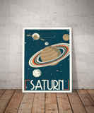 Saturn Retro Space Travel Poster – Deep Space Series