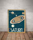 Saturn Retro Space Travel Poster – Deep Space Series