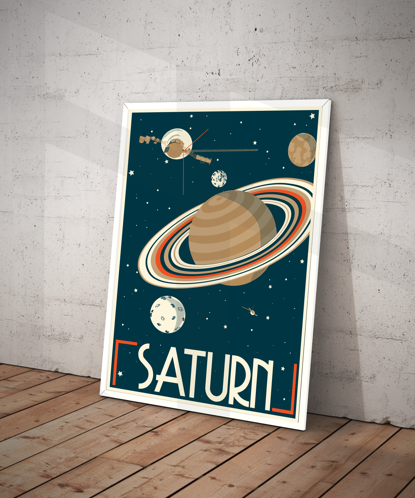 Saturn Retro Space Travel Poster – Deep Space Series