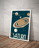 Saturn Retro Space Travel Poster – Deep Space Series