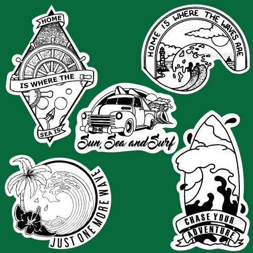 Surf Edition 5 Pack | Surfing Surfer Sea Lovers Themed Sticker