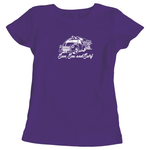 Sun sea and surf surfing themed ladies t-shirt