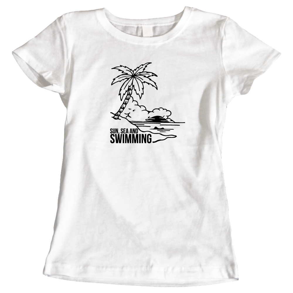 Sun, Sea, and Swimming Ladies T-Shirt