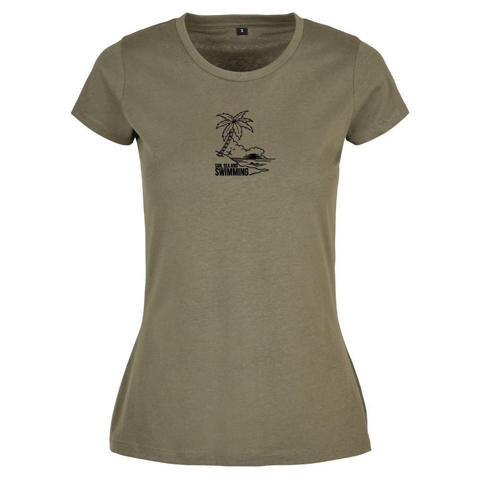 "Sun, Sea and Swimming" Ladies T-Shirt | Open Water & Wild Swimming Apparel