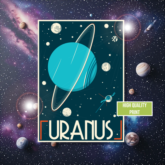 Poster of Uranus with space-themed background