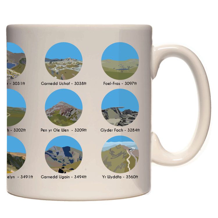 Welsh 3000's Mountains Mug - 330ml mug