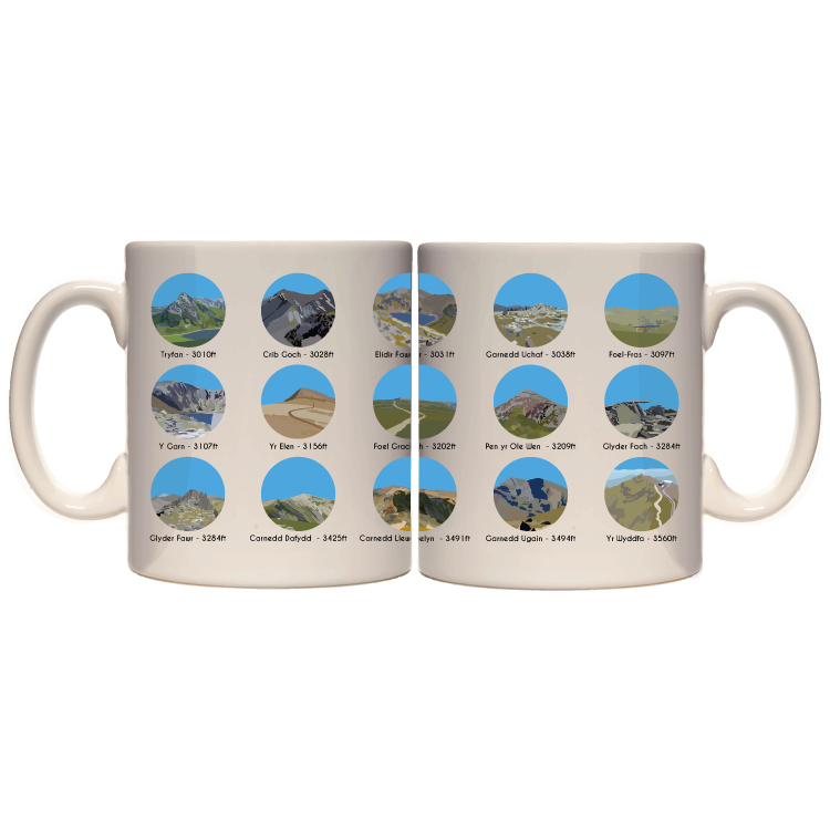 Welsh 3000's Mountains Mug - 330ml mug