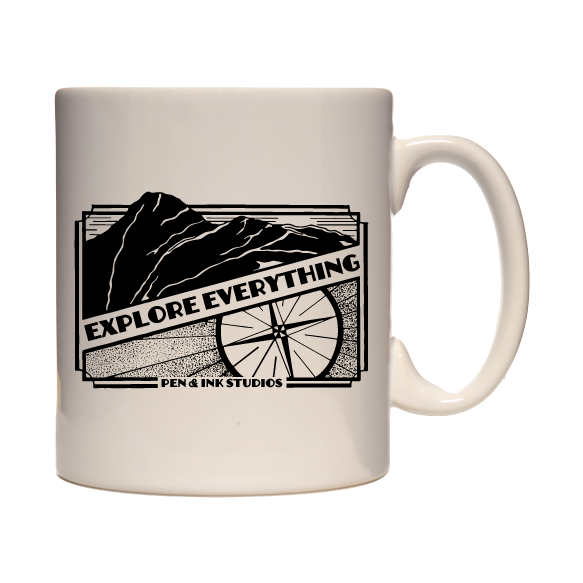 Adventure Mug - 330ml mug, hiking, cycling, surfing, walking, mountain Pen and Ink Studios