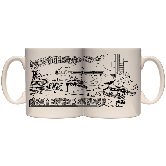 Adventure Mug - 330ml mug, hiking, cycling, surfing, walking, mountain Pen and Ink Studios