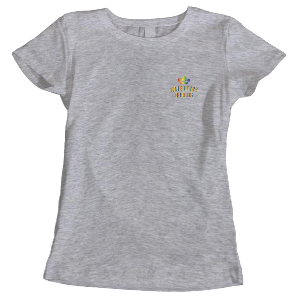 Adventure Queens Rainbow logo women's t-shirt with pocket design