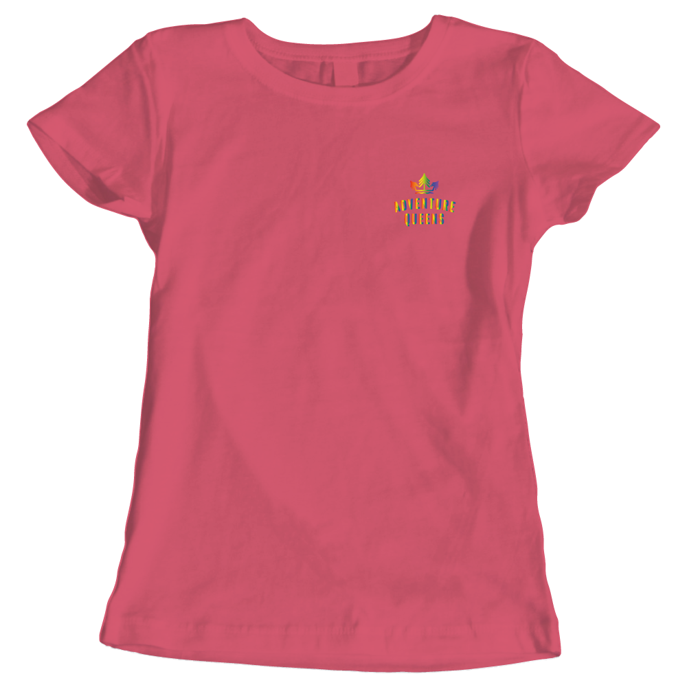 Adventure Queens Rainbow logo women's t-shirt with pocket design