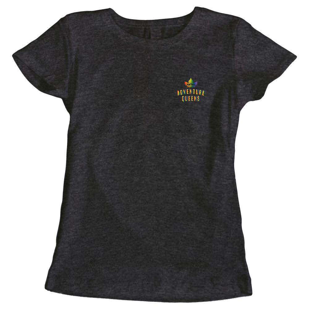 Adventure Queens Rainbow logo women's t-shirt with pocket design