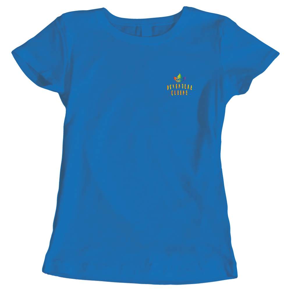 Adventure Queens Rainbow logo women's t-shirt with pocket design