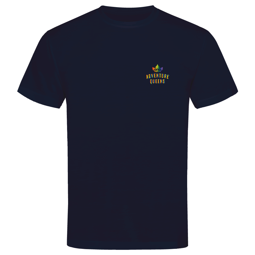 Adventure Queens Rainbow logo unisex t-shirt with pocket design