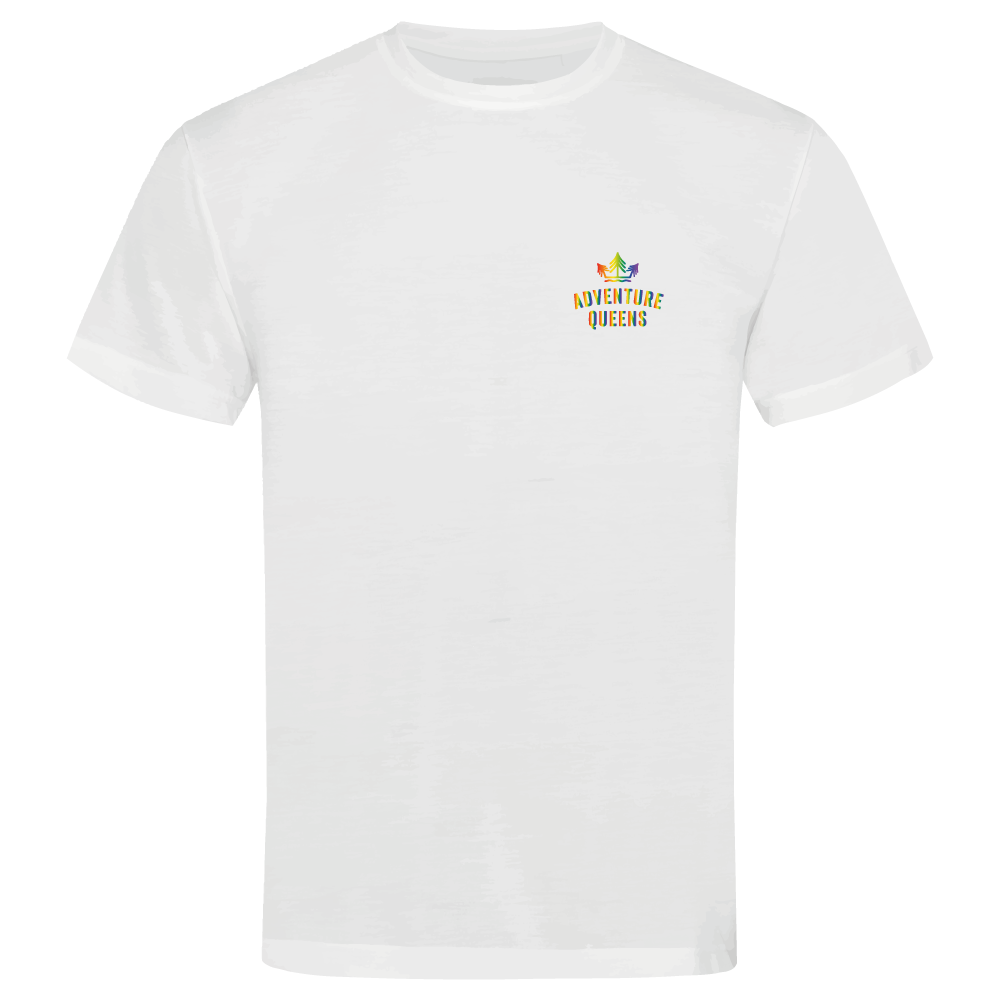 Adventure Queens Rainbow logo unisex t-shirt with pocket design
