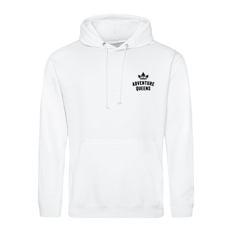 Adventure Queens logo unisex hoodie with pocket size design