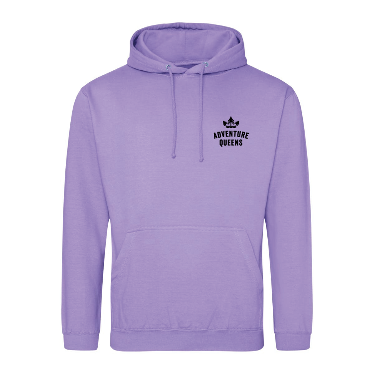 Adventure Queens logo unisex hoodie with pocket size design