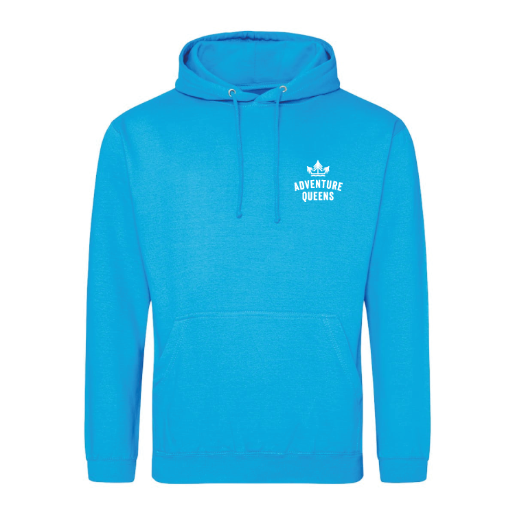 Adventure Queens logo unisex hoodie with pocket size design
