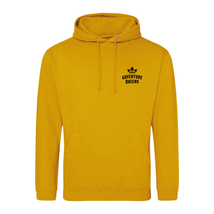 Adventure Queens logo unisex hoodie with pocket size design
