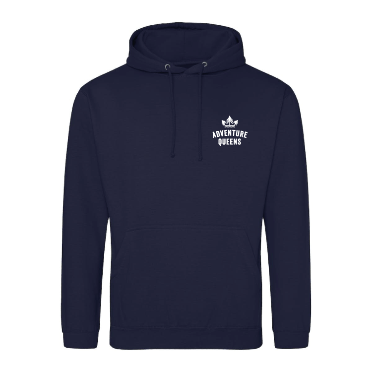 Adventure Queens logo unisex hoodie with pocket size design