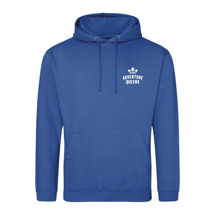 Adventure Queens logo unisex hoodie with pocket size design