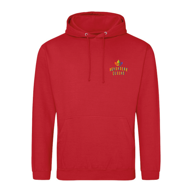Adventure Queens Rainbow logo unisex hoodie with pocket size design