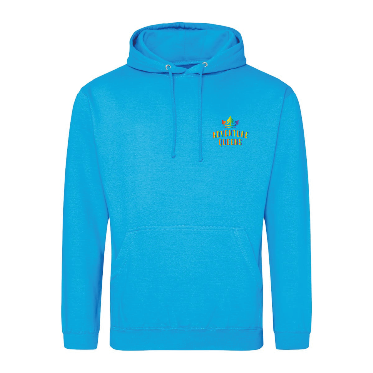 Adventure Queens Rainbow logo unisex hoodie with pocket size design