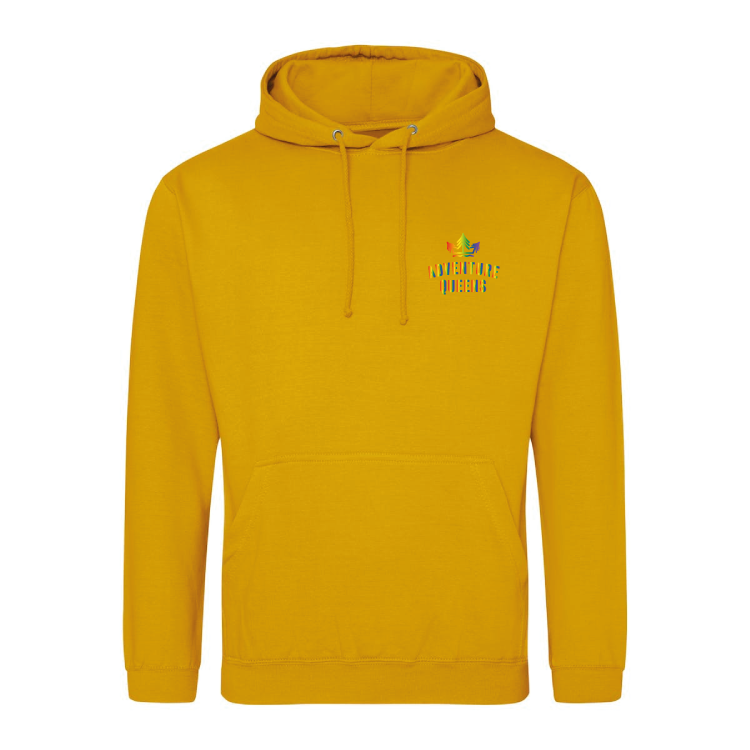 Adventure Queens Rainbow logo unisex hoodie with pocket size design