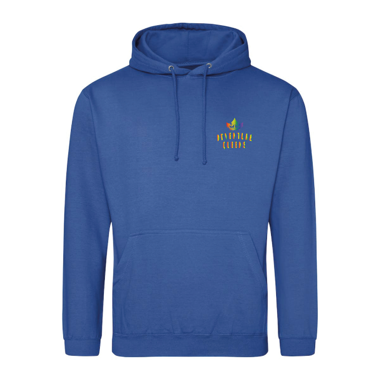 Adventure Queens Rainbow logo unisex hoodie with pocket size design