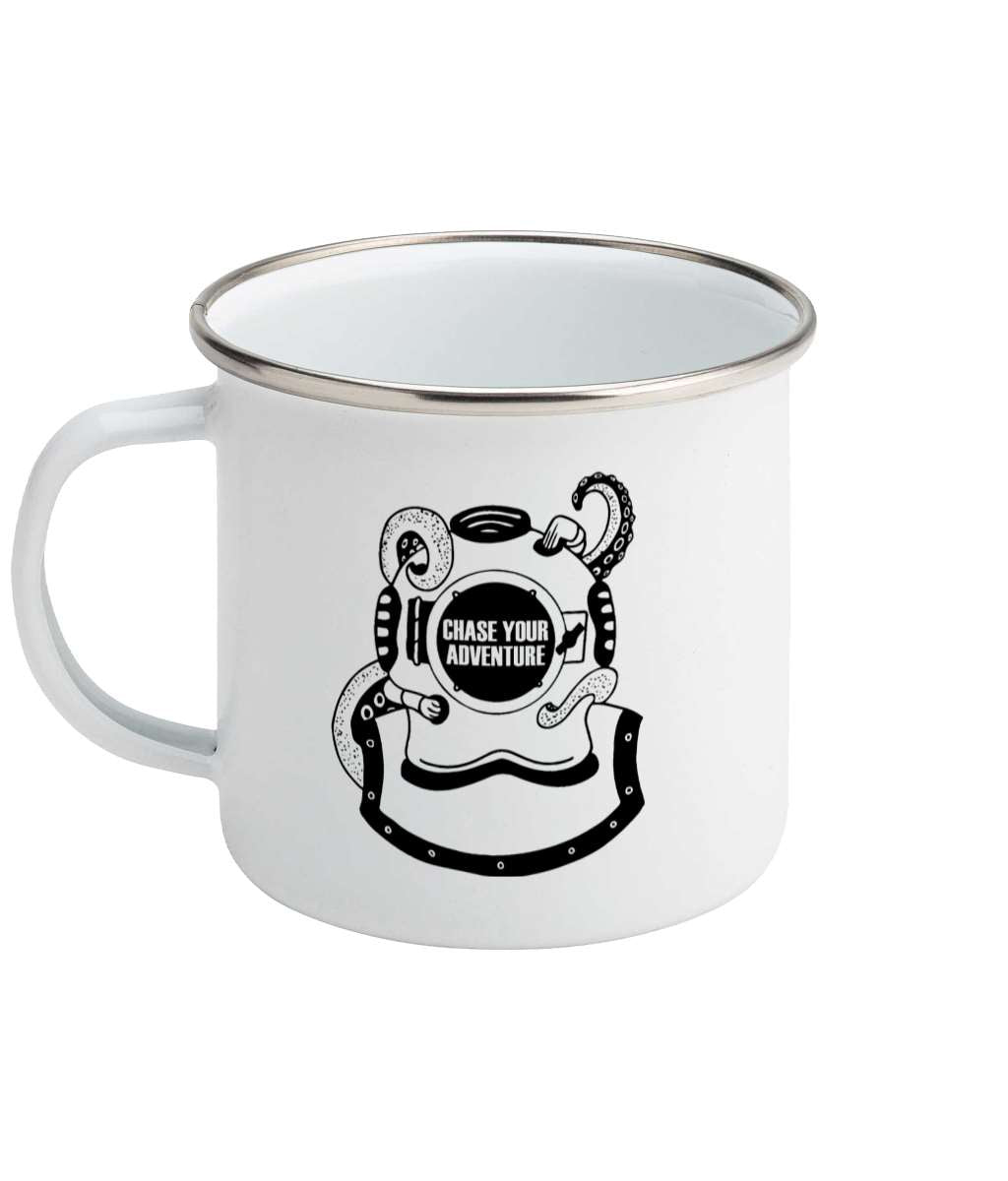 Chase Your Adventure- Diver - Enamel Mug Pen and Ink Studios