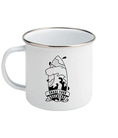 Chase Your Adventure- Surf Edition - Enamel Mug Pen and Ink Studios