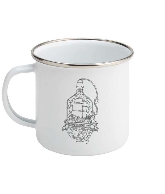Follow The Waves Home - Enamel Mug Pen and Ink Studios