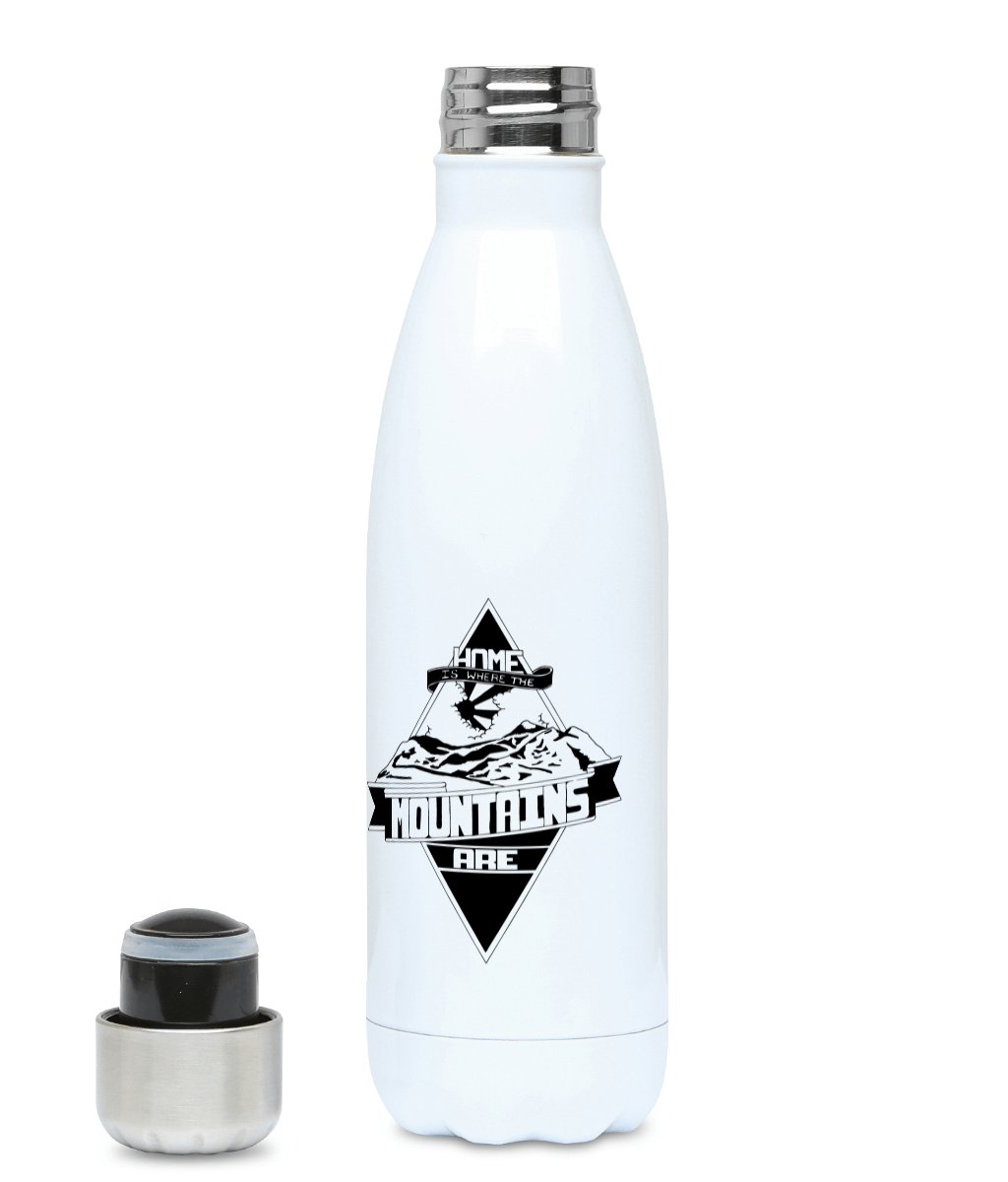 Home Is Where The Mountains Is - Plastic Free 500ml Water Bottle Pen and Ink Studios
