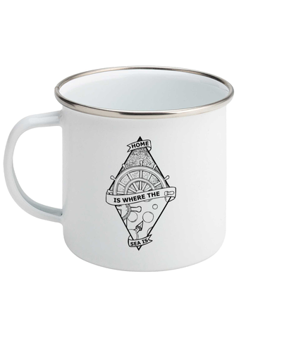 Home Is Where The Sea Is - Enamel Mug Pen and Ink Studios