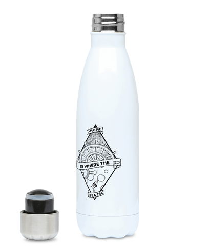 Home Is Where The Sea Is - Plastic Free 500ml Water Bottle Pen and Ink Studios
