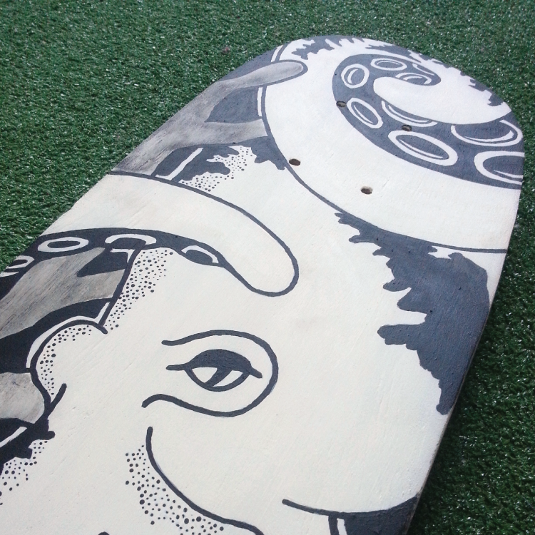 Limited Edition Skateboard - 1 of 1 - Octopus design - Skateboard, Skateboarding, Skateboarder Pen and Ink Studios