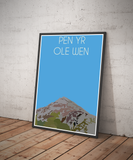 Pen Yr Ole Wen Welsh 3000's poster print Pen and Ink Studios