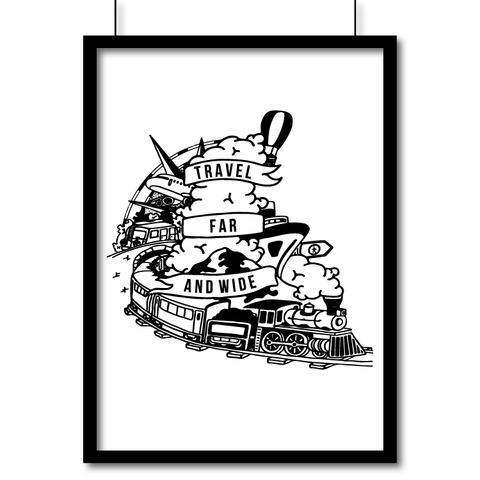 Portrait Matte Art Print - Travel Far And Wide - Poster Pen and Ink Studios