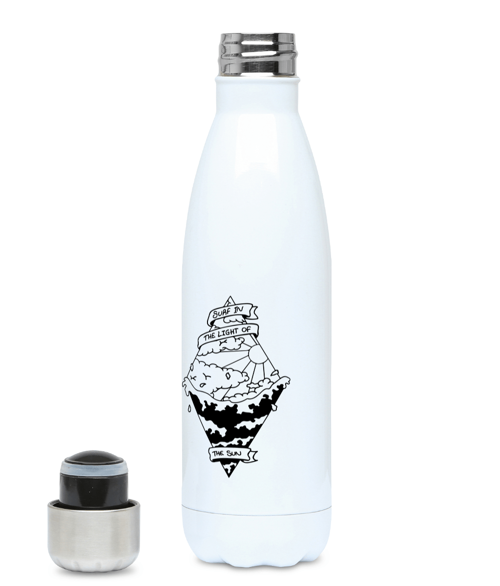 Surf In The Light Of The Sun  - Plastic Free 500ml Water Bottle Pen and Ink Studios