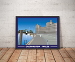 Vintage style travel poster print of Caernarfon in North Wales Pen and Ink Studios