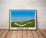 Vintage style travel poster print of Holyhead in North Wales Pen and Ink Studios