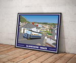 Vintage style travel poster print of Llandudno in North Wales Pen and Ink Studios
