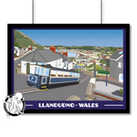 Vintage style travel poster print of Llandudno in North Wales Pen and Ink Studios